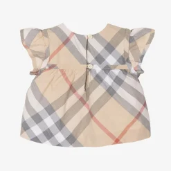 Burberry Baby Girls Beige Check Cotton Blouse Best