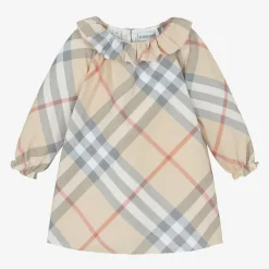 Burberry Baby Girls Beige Check Dress PaleStone