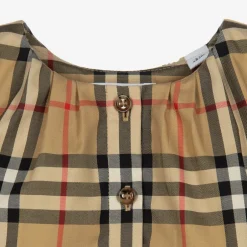 Burberry Baby Girls Beige Cotton Check Blouse