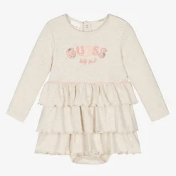 Guess Baby Girls Beige Cotton Dress Hot
