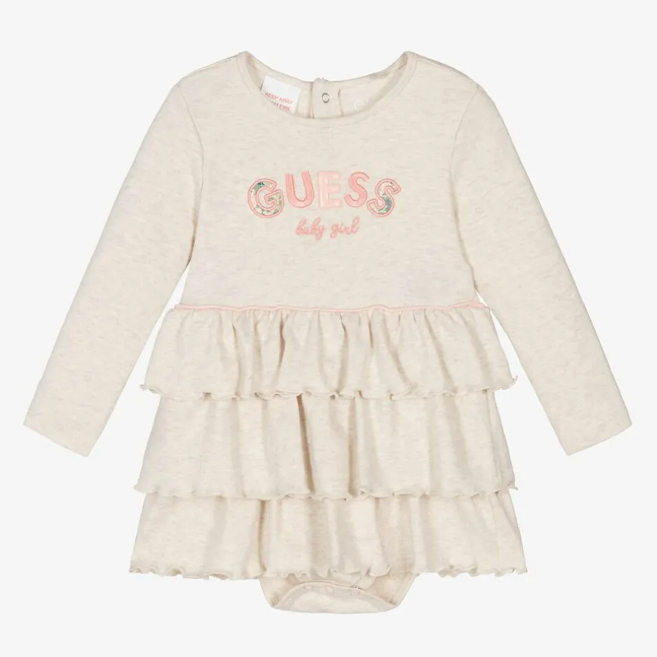 Guess Baby Girls Beige Cotton Dress Hot