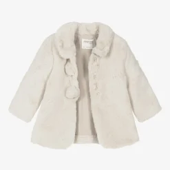 Mayoral Newborn Baby Girls Beige Faux Fur Coat Online
