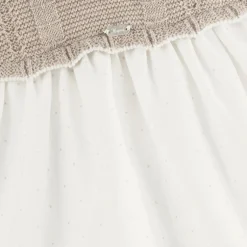 Mayoral Newborn Baby Girls Beige Knit & Organza Dress Outlet