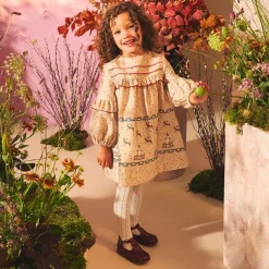 Miranda Baby Girls Beige Star Print Dress Clearance