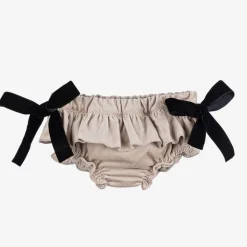 Phi Clothing Baby Girls Beige Velvet Bloomer Shorts