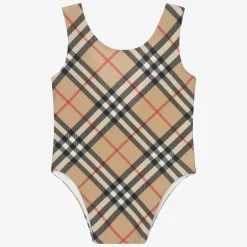 Burberry Baby Girls Beige Vintage Check Swimsuit Clearance