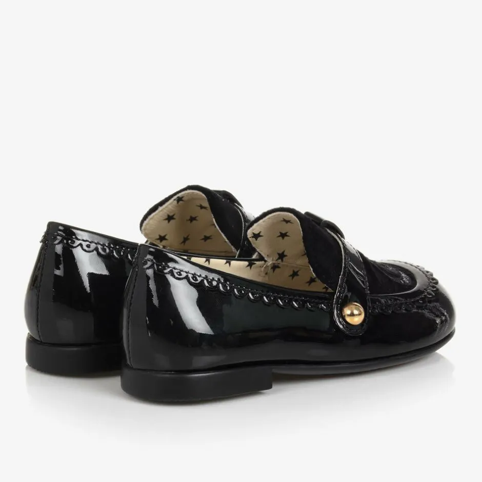 Gucci Baby Girls Black Patent Leather Loafers