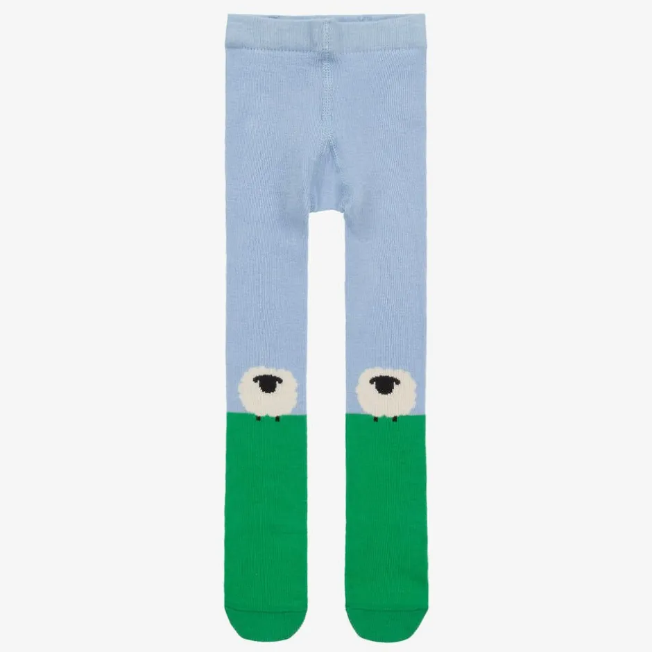 Stella McCartney Kids Baby Girls Blue Cotton Knit Sheep Tights Outlet
