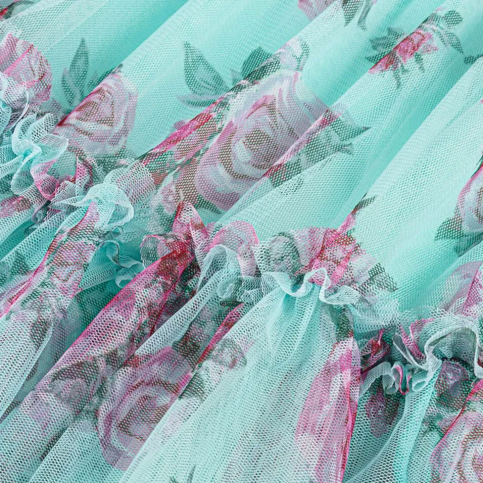 Angels Face Baby Girls Blue Floral Dress Aqua Clearance