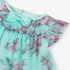 Angels Face Baby Girls Blue Floral Dress Aqua Clearance