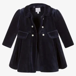 Emile et Rose Baby Girls Blue Velour Coat & Hat Set Discount