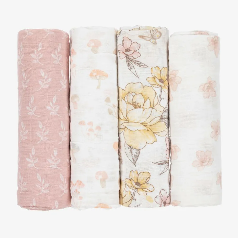 aden + anais Baby Girls Cotton Muslin Swaddles (4 Pack) New