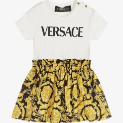 Versace Baby Girls Gold Barocco Dress Discount
