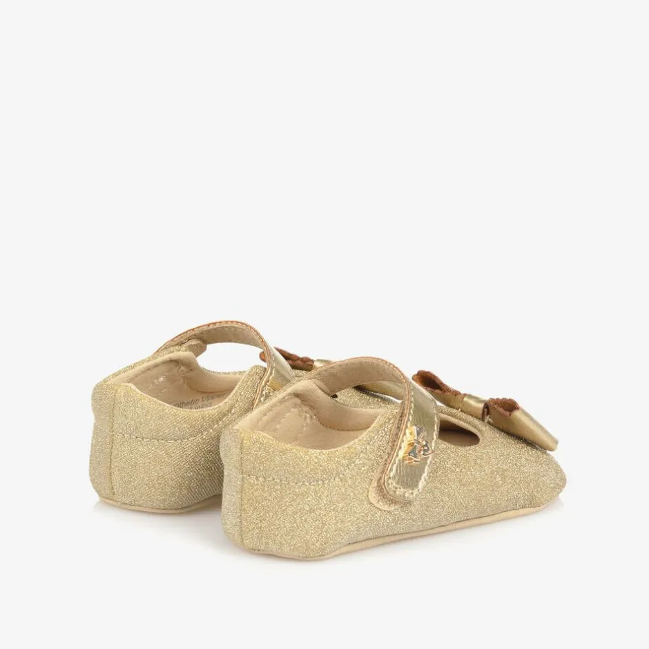 Angels Face Baby Girls Gold Glitter Pre-Walker Shoes