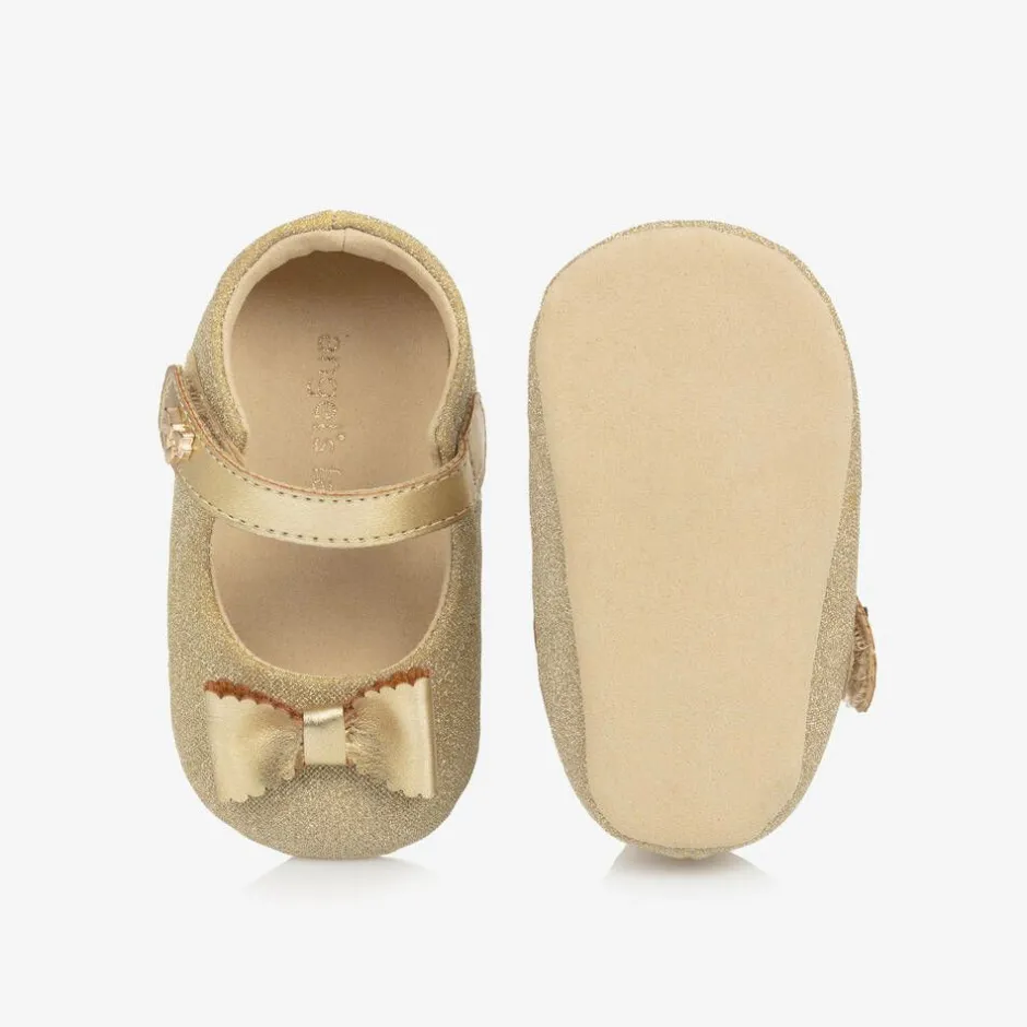 Angels Face Baby Girls Gold Glitter Pre-Walker Shoes