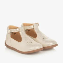 Pom dApi Baby Girls Gold Leather First Walker Shoes Sale