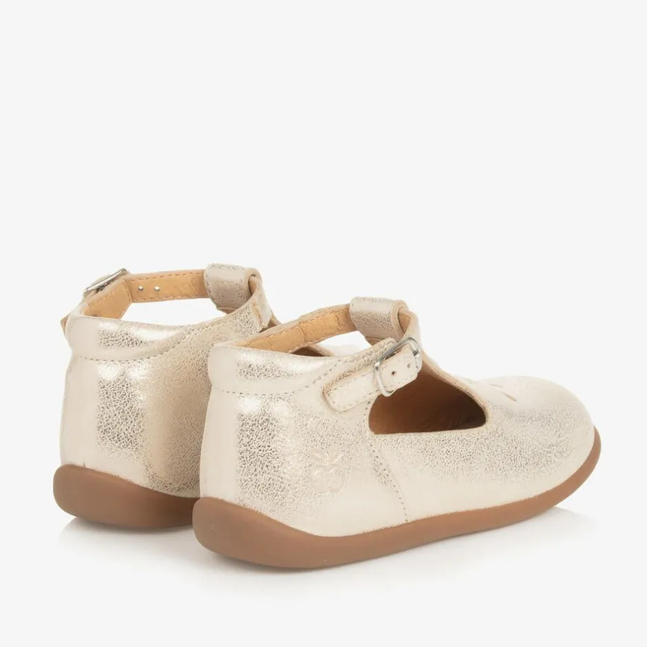 Pom dApi Baby Girls Gold Leather First Walker Shoes Sale