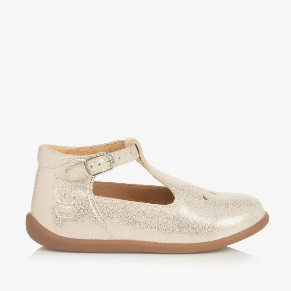 Pom dApi Baby Girls Gold Leather First Walker Shoes Sale