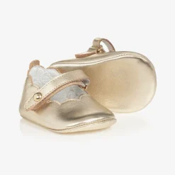 Beatrice amp; George Baby Girls Gold Leather Pre-Walker Shoes Discount