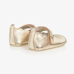 Beatrice amp; George Baby Girls Gold Leather Pre-Walker Shoes Discount