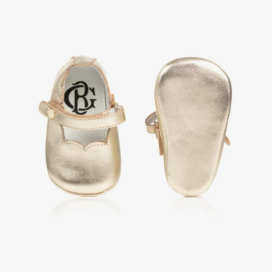 Beatrice amp; George Baby Girls Gold Leather Pre-Walker Shoes Discount