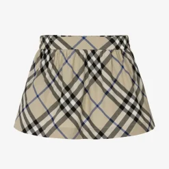 Burberry Baby Girls Grey Check Cotton Skirt Lichen Clearance