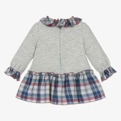 Miranda Baby Girls Grey Jersey Tartan Dress Clearance