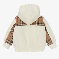 Burberry Baby Girls Ivory & Beige Check Jacket Outlet