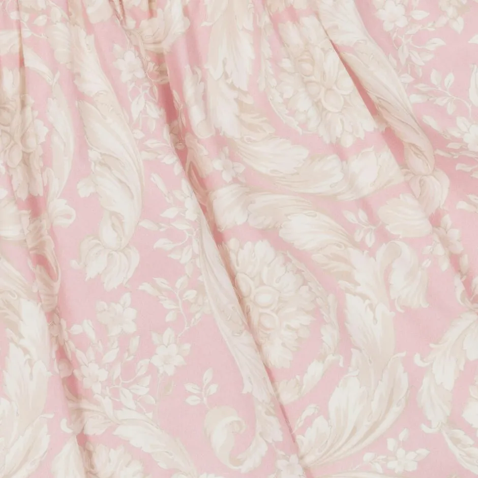 Versace Baby Girls Ivory & Pink Barocco Cotton Dress Clearance