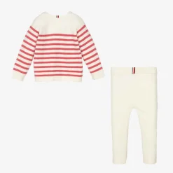 Tommy Hilfiger Baby Girls Ivory & Pink Cotton Leggings Set New