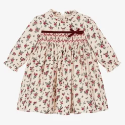 Beatrice amp; George Baby Girls Ivory & Red Smocked Floral Dress Sale