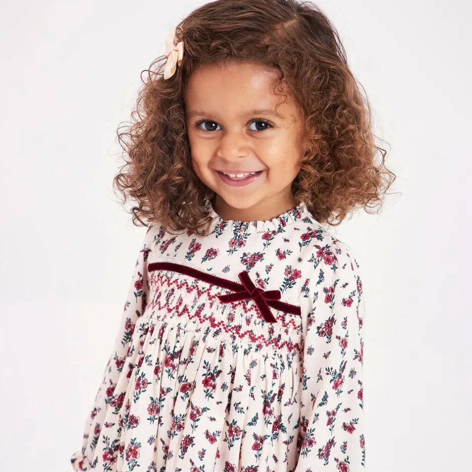 Beatrice amp; George Baby Girls Ivory & Red Smocked Floral Dress Sale