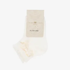 Story Loris Baby Girls Ivory Bow Socks Discount