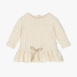 1 + in the family Baby Girls Ivory Check Cotton Dress Clearance
