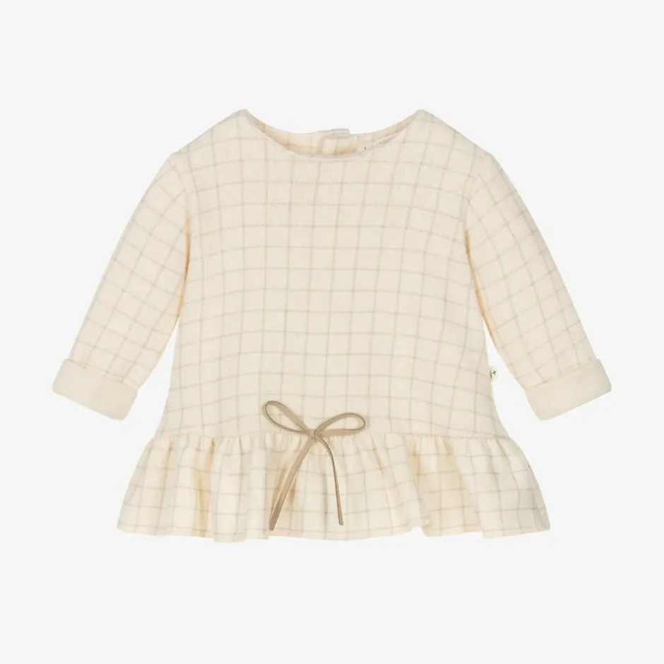 1 + in the family Baby Girls Ivory Check Cotton Dress Clearance