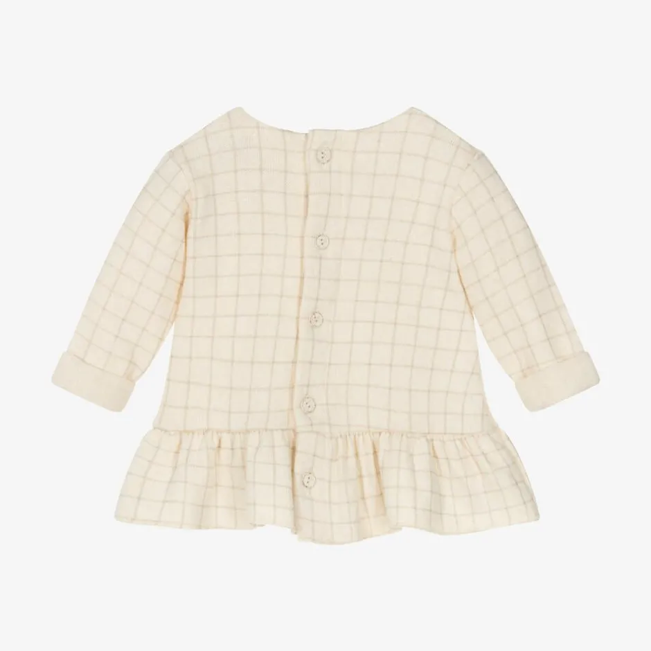 1 + in the family Baby Girls Ivory Check Cotton Dress Clearance