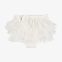 Beau KiD Baby Girls Ivory Cotton Bloomer Shorts