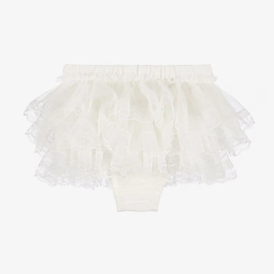 Beau KiD Baby Girls Ivory Cotton Bloomer Shorts
