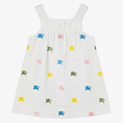 Burberry Baby Girls Ivory Cotton EKD Logo Dress Best