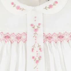 Sarah Louise Baby Girls Ivory Cotton Hand-Smocked Dress Outlet