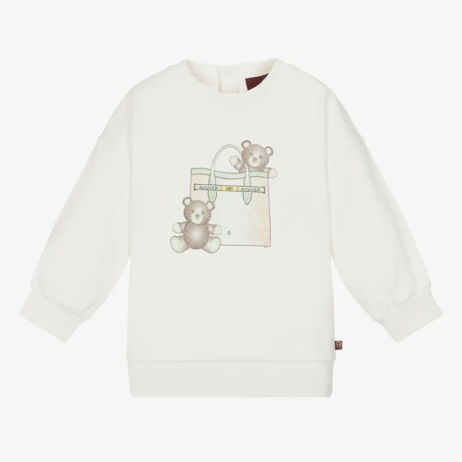 AIGNER Baby Girls Ivory Cotton Sweatshirt Clearance
