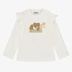 Moschino Baby Baby Girls Ivory Cotton Teddy Bear Top Clearance