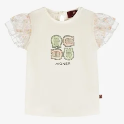 AIGNER Baby Girls Ivory Cotton T-Shirt Online