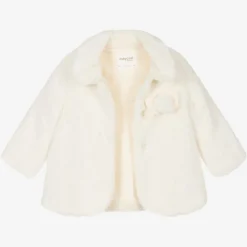 Mayoral Baby Girls Ivory Faux Fur Coat Online