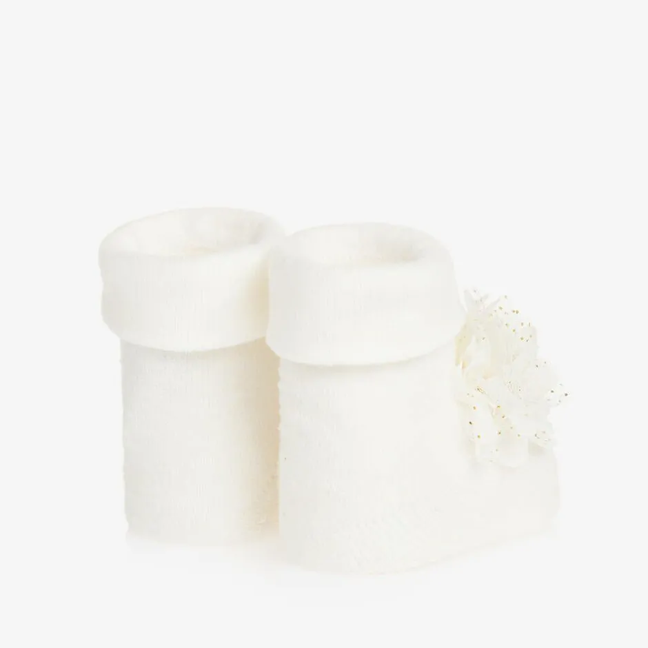 Mayoral Newborn Baby Girls Ivory Headband & Booties Set Sale