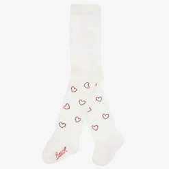 A Dee Baby Girls Ivory Knit Heart Tights