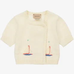 Gucci Baby Girls Ivory Knitted Boat Cardigan Discount