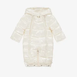 Mayoral Newborn Baby Girls Ivory Padded Snowsuit Clearance