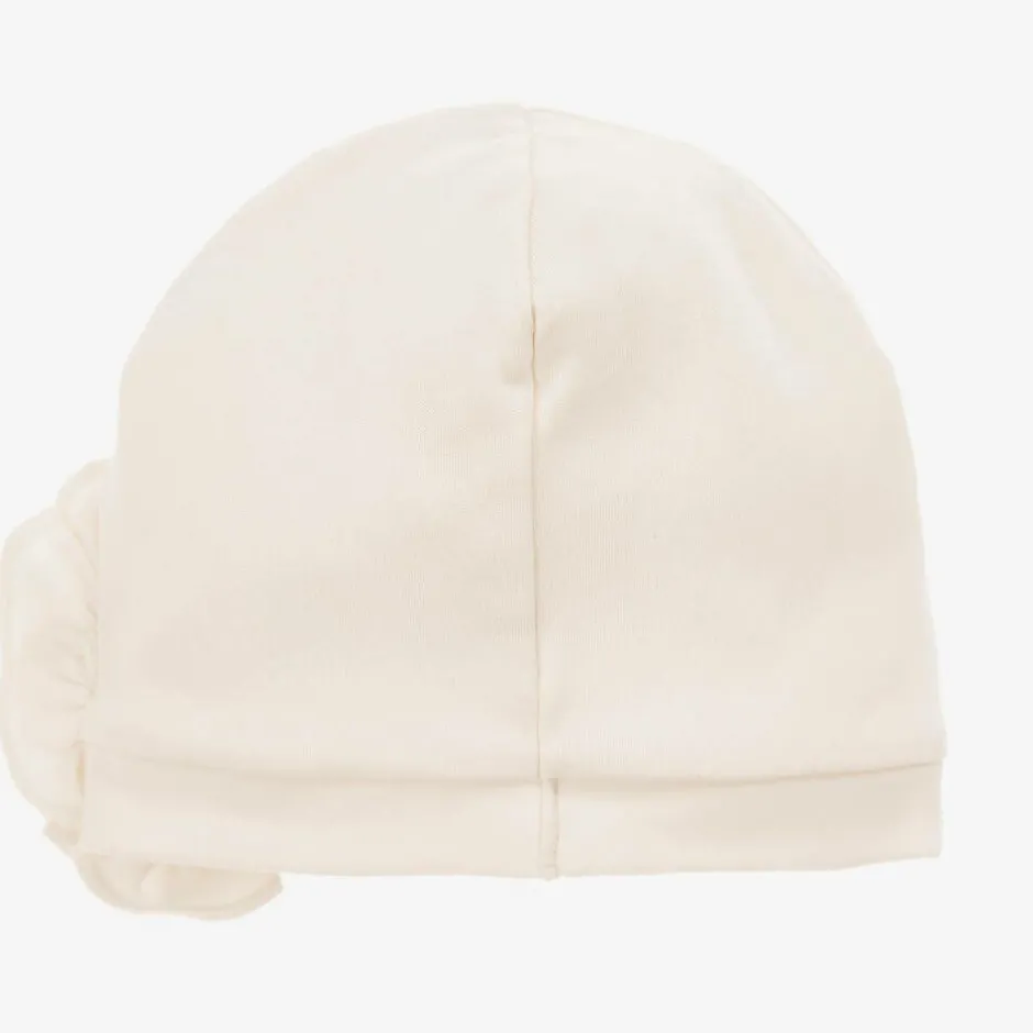 Lemon Loves Layette Baby Girls Ivory Pima Cotton Hat Eggnog