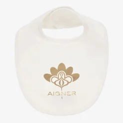 AIGNER Baby Girls Ivory Pima Cotton Bib Outlet